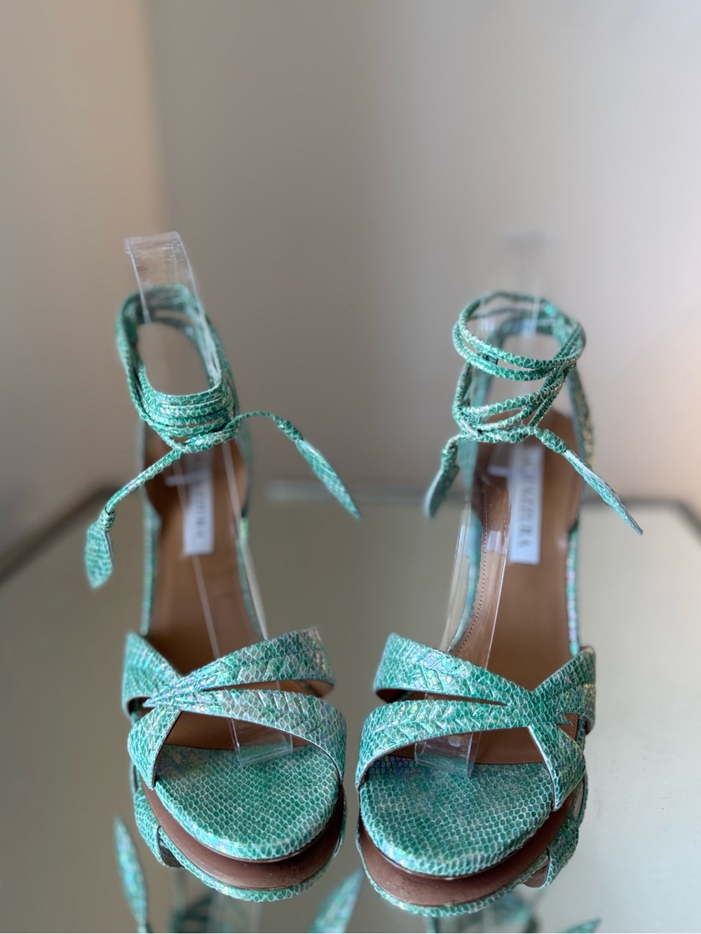 Like new Aquazzura 105mm leaf-detail ankle-tie sandals $1,095 38 - Picture 8 of 11